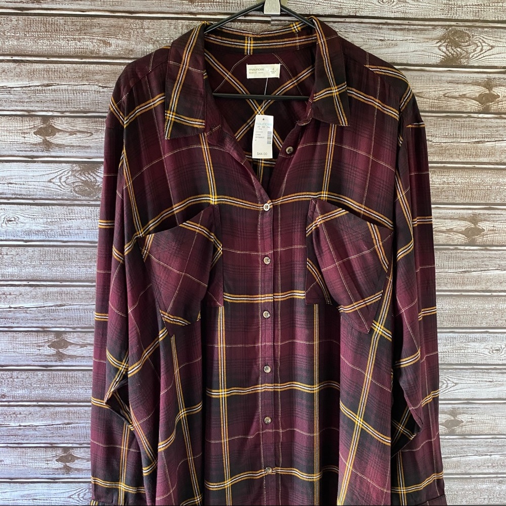 Maurice's Relaxed Fit Plaid Button-down Duster